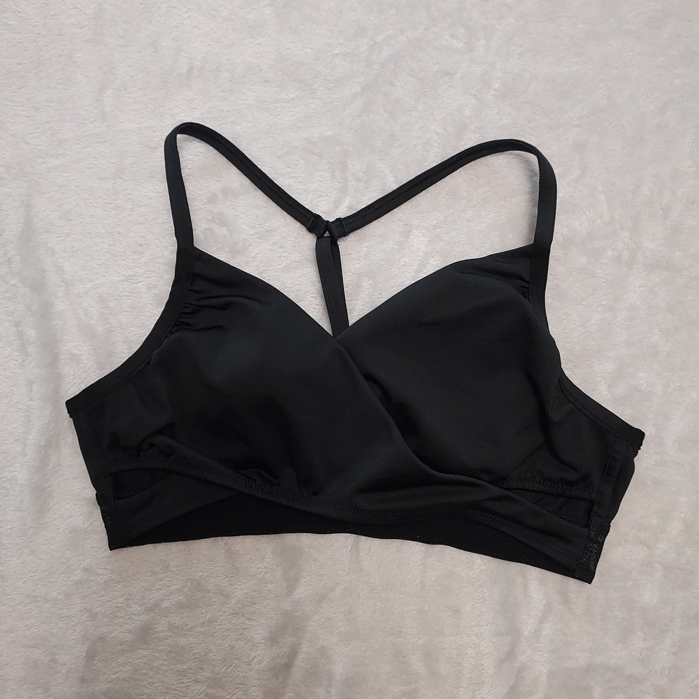 PINK Victoria's Secret Black Wrap Front Racerback Sports Bra Small